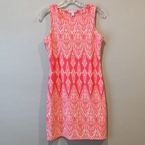 Pink and white sleeveless dress